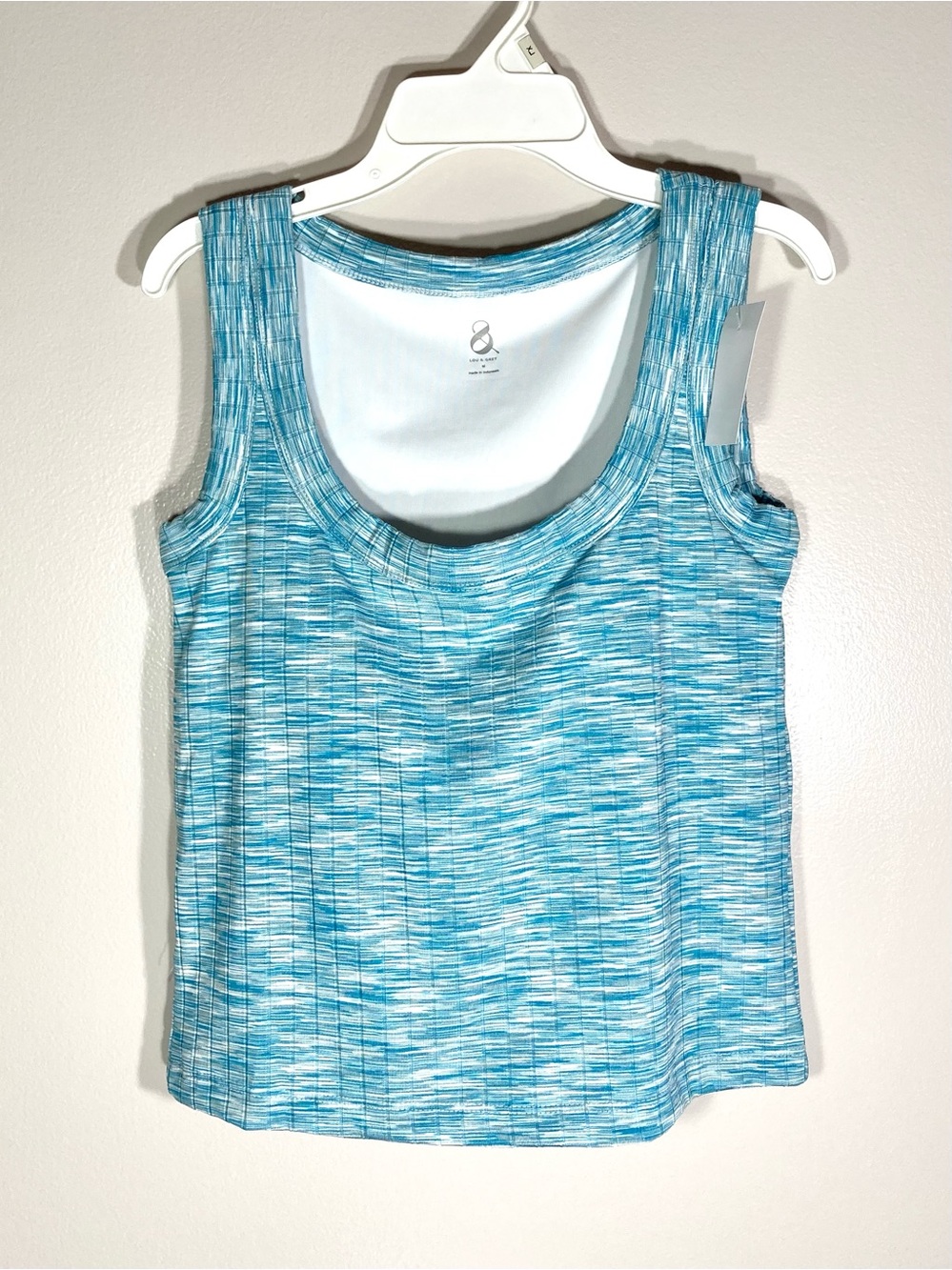 Lou & Grey Ribbed Tank with Built in Bra Women’s Size M SpaceDye Blue